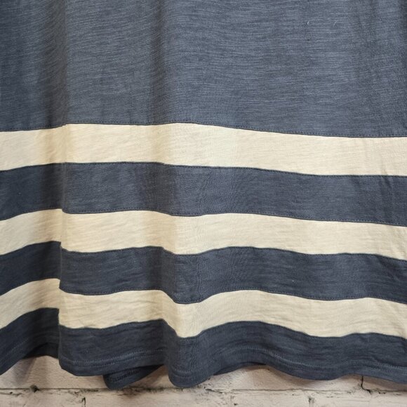 WOMENS COTTON BLEU A-LINE SHIFT DRESS BLUE GRAY STRIPE V NECK SIZE SMALL - Picture 3 of 7